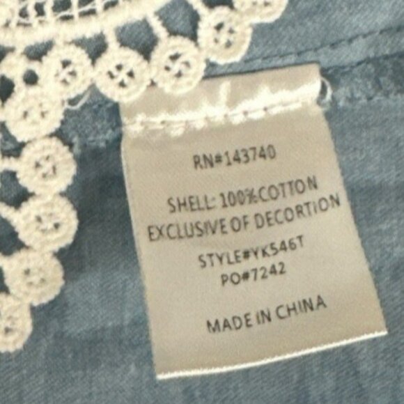 The Impeccable Pig Womens M Short Sleeve Denim Shirt Cotton - Picture 8 of 9